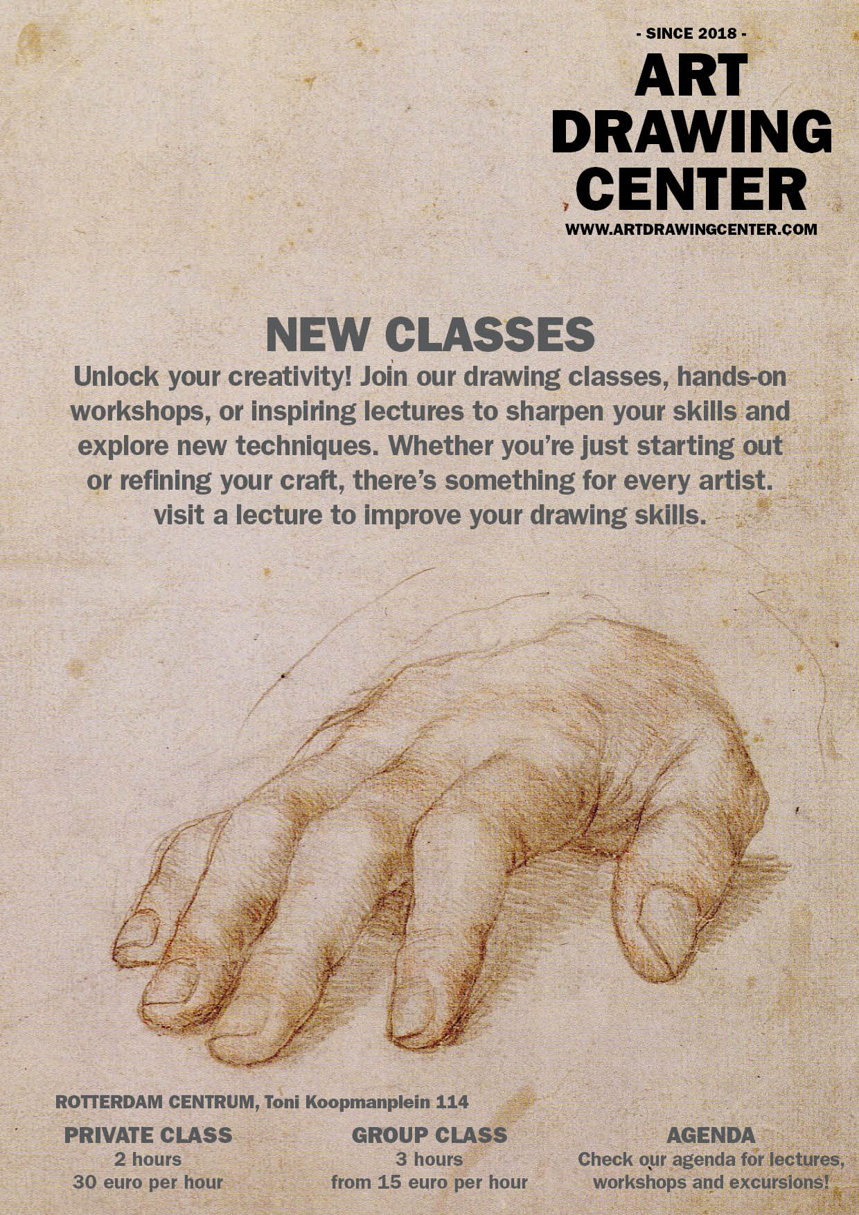 Art Drawing Center poster new classes